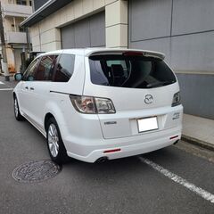 マツダMPV　23C　スポーティパッケージ　4WD　H19　車検6/2　走行51000ｋ　両側パワースライドドア　純正ＨＤＤナビ＆フルセグＴＶ　カラーバックカメラ　前後ドラレコ　BOSEサラウンドシステム　黒革調シートカバー　純正エアロ＆17AW　禁煙車の画像