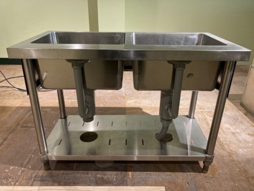マルゼン　業務用 ステンレス 2槽シンク 低シンク　900×450×630 厨房シンク　高さ630 厨房機器　流し台