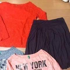 ベネトン　レディース　8点セット　まとめ売り　デニムスカート　ベスト　ロンT Mの画像