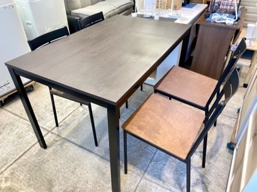 IKEA VANGSTA 伸長式 ダイニングテーブル サンドスベリ チェアセット 4〜6人 中古
