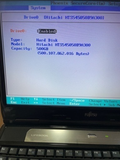 ノートパソコン　15.6インチ　LIFEBOOK  AH550/5A ブラック