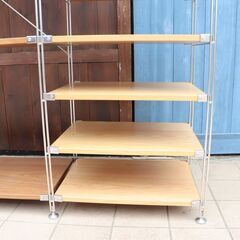 無印良品　ステンレスユニットシェルフ　シンプルモダン　インダストリアル 無印良品(MUJI)の人気のウォールナット材×ステンレス 3段ユニット