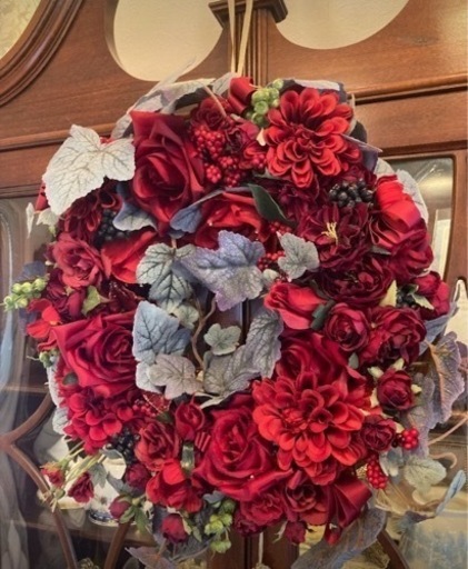 アンティークワインボルドーリース大きめ40㎝位