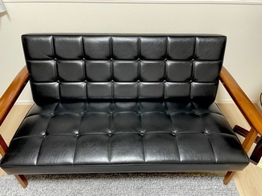 カリモク60 Kチェア2シーター ブラック（ウォールナット)