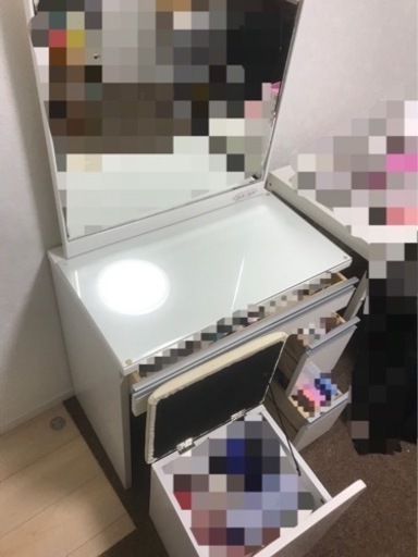 ドレッサー 白 引き出し3段 コンセントあり 椅子下収納