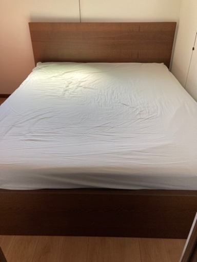 【即渡し可能！】【美品】IKEA MALM マルム ベッドフレームのみ 収納ボックス4個付き, ウォルナット, 160x200 cm