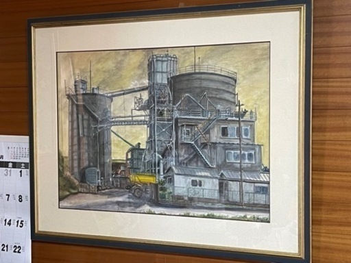 水彩画　　生コン製造工場画