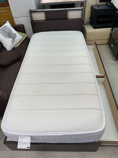 シングルベッド　収納　コンセント　ライト付き　サイズ	幅101×奥行209×高さ48cm