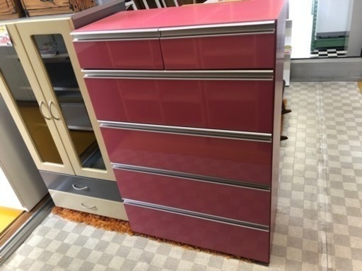 【リサイクルサービス八光】幅80.3㎝　アリッサ80-5　5段ハイチェスト　ピンク