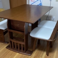 ダイニングセット　テーブル　イス2脚　2人掛けベンチ