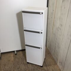 4/5 終 3段ゴミ箱 ダストボックス キャスター付き ホワイト ごみ箱 菊の画像