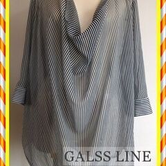 〇良品〇【GLASS LINE】ブラウス　ストライプ　黒　11号