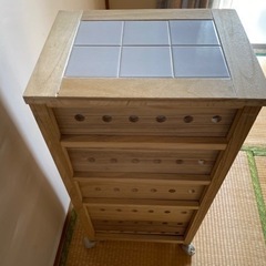 【木製ワゴン】桐(４段)　無塗装　収納家具の画像