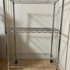 不二貿易 メタルラック 3段 幅60cm クロムメッキ キャスター付き