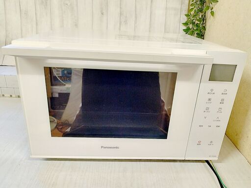 Panasonic NE-FS300-W オーブンレンジ 2021年製 23L コンパクトモデル フラットテーブル 遠赤ヒーター 蒸気センサー ホワイト/白