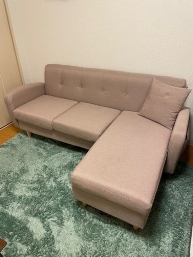 【３人掛けL字型ソファ】オットマン付き