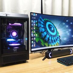 新品 爆速自作ゲーミングPC Windows11pro Ryzen7 メモリー32GB グラフィックボード REDEON RX6600 SSD 1TB Gen4 NVMe ケースThe Tower 100 水冷 大画面湾曲液晶 31.5インチ Office2019pro搭載 WiFi、Bluetooth、DisplyPort×1+3、HDMI×1 USB3.2 Gen2 Type-A×1/Type-C×1 USB3.2 Gen1 Type-A×4の画像