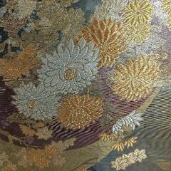 正絹　草花文　金銀糸　六通柄　袋帯の画像