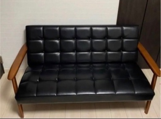 カリモク60 Kチェア 2シーター ブラック「美品」