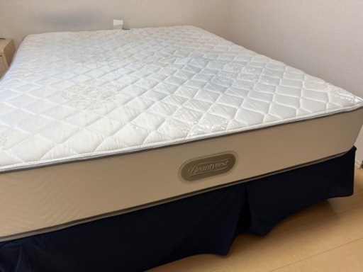 シモンズのマットレス（クイーンサイズ）+スチール製のベッドフレーム付きBeautyrest