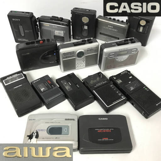 KI16/93　昭和レトロ カセットプレイヤー まとめて15点 マイクロカセットレコーダー SONY WALKMAN CASIO AIWA MIYAMOTO ラジオ ラジカセ
