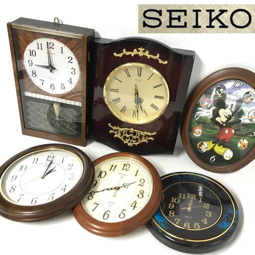 KI16/87　壁掛け時計 まとめて6点 掛時計 電波時計 SEIKO セイコー EMBLEM エンブレム DISNEY ソノーラ 昭和レトロ インテリア 雑貨