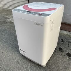 洗濯機 SHARP ES-GE60R -P 6kg 2016年製 豊富なコース 風乾燥 槽