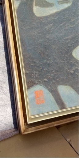 人気作家　藁谷耕人　出品作　【渓間】　日本画　額縁　額装　サイン　落款　裏書付　大型106cm×106cm