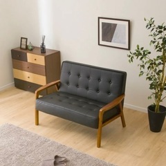 ニトリ2人用合皮ソファ(NシールドルッキKD BK)の画像