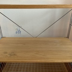 無印良品　ステンレスユニットシェルフ・オーク材棚セット・ワイド・小の画像