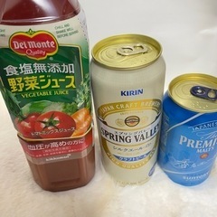 ビール2本、野菜ジュース900mlの画像