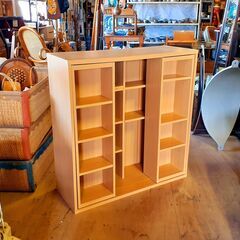 スライド本棚 ダブルスライドラック 文庫本 漫画本 ナチュラル木...