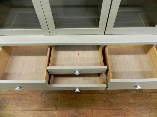 札幌ファニシング カントリー調 リメイク 食器棚 幅120×奥45×高175cm グレー キッチンボード ラック 棚 家具 収納 札幌