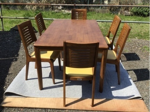 引渡済　中古　TOYO FURNITURE ダイニング7点セット　黄色