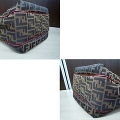 本物 FENDI ズッカ柄 トートバッグ 8BH156 ハンドバッグ キャンバス×レザー レッド×ブラウン フェンディ　苫小牧西店の画像