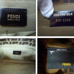 本物 FENDI ズッカ柄 トートバッグ 8BH156 ハンドバッグ キャンバス×レザー レッド×ブラウン フェンディ　苫小牧西店の画像