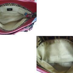本物 FENDI ズッカ柄 トートバッグ 8BH156 ハンドバッグ キャンバス×レザー レッド×ブラウン フェンディ　苫小牧西店の画像