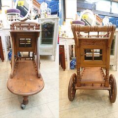 英国アンティーク木製キッチンワゴン/トロリー/サイドテーブル机(91-74) 英国アンティーク木製キッチンワゴン/トロリー/サイドテーブル机(91-74