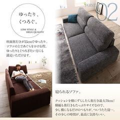 未使用訳あり　フロアローソファ　フロアソファ　２人掛け　２P　ワイド肘　背もたれハイタイプ　グレーファブリック