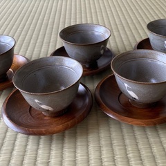 湯呑み茶碗　茶托付き　5客セット