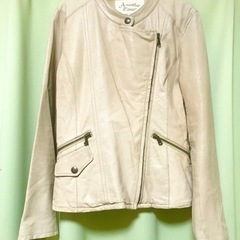 ラム皮シングルライダース　レディースM オフホワイト