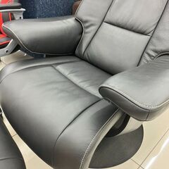 karimoku/カリモク/オットマン付き革張りパーソナルチェア/チェア