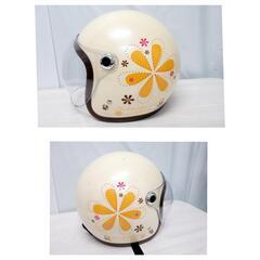 ☆T2535☆ ヘルメット レディース　ベージュ　　フラワーをモチーフ！の画像