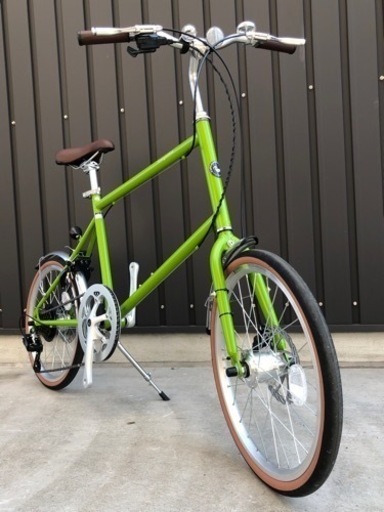 京都ブランドkamogawabike　ディスクブレーキ ミニベロ LEDオートライト　カギ付き　グリーン