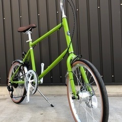 京都ブランドkamogawabike　ディスクブレーキ ミニベロ LEDオートライト　カギ付き　グリーンの画像