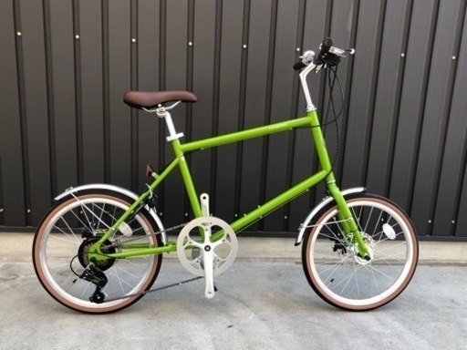京都ブランドkamogawabike　ディスクブレーキ ミニベロ LEDオートライト　カギ付き　グリーン