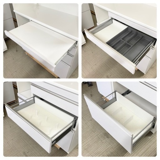 【超美品‼️】定価35万♪ 最上級 松田家具 120cm幅キッチンボード 食器棚 収納家具 鏡面仕上げホワイト♪