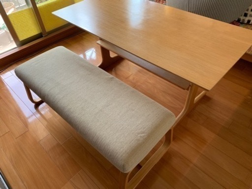 無印良品 MUJI リビングでもダイニングでも使えるテーブル、ベンチセット