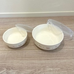 【美品】花柄 ガラス製保存容器 2個セット