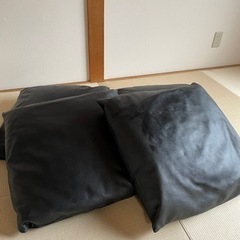 クッション 合皮 ブラック 4点